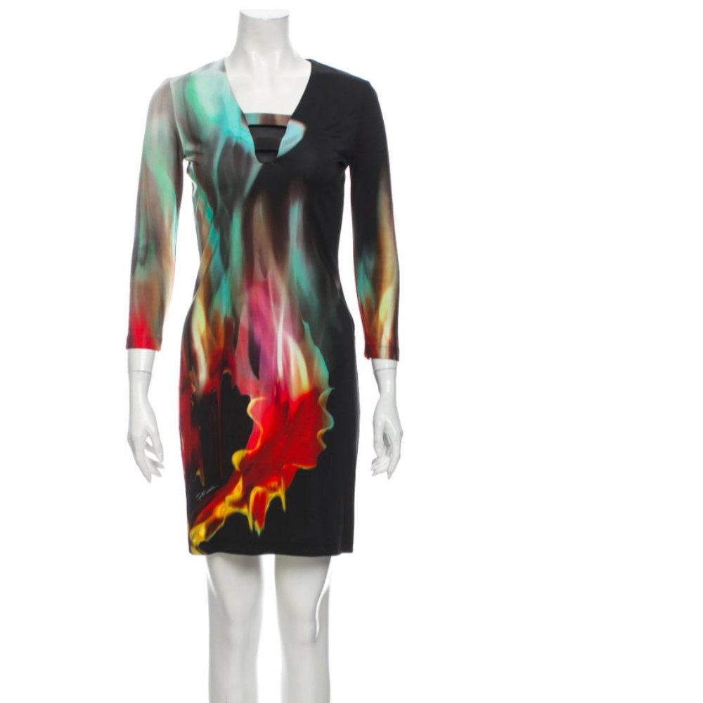JUST CAVALLI Black Fire Design Dress